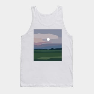 Full moon above green meadow, minimalism in nature. Tank Top